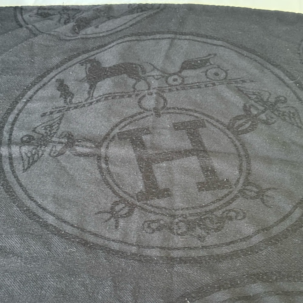 Hermes Black Scarf with Iconic Logo